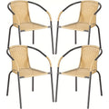 4 Sillas Rattan Apilable Hogar Jardin Bar Comercio Ratan Color Maiz