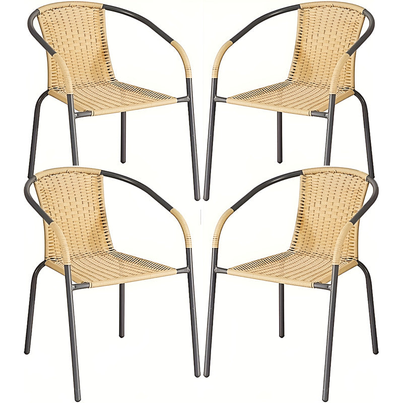 4 Sillas Rattan Apilable Hogar Jardin Bar Comercio Ratan Color Maiz