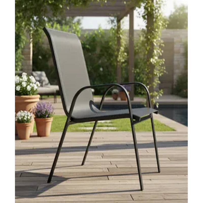 Silla De Jardin Exterior Sling De Acero Exahome Gris Sling