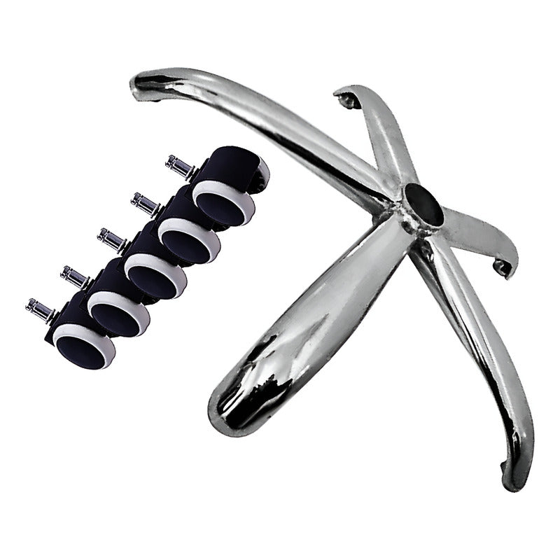 Repuesto Estrella Cromada Silla Oficina Giratoria + 5 Ruedas