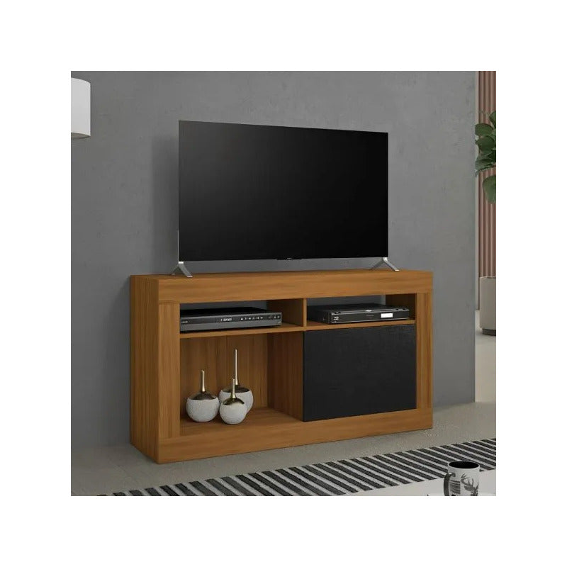 Rack Tv Puerta Corrediza Premium Exahome 50 Pulgadas Mdp Negro