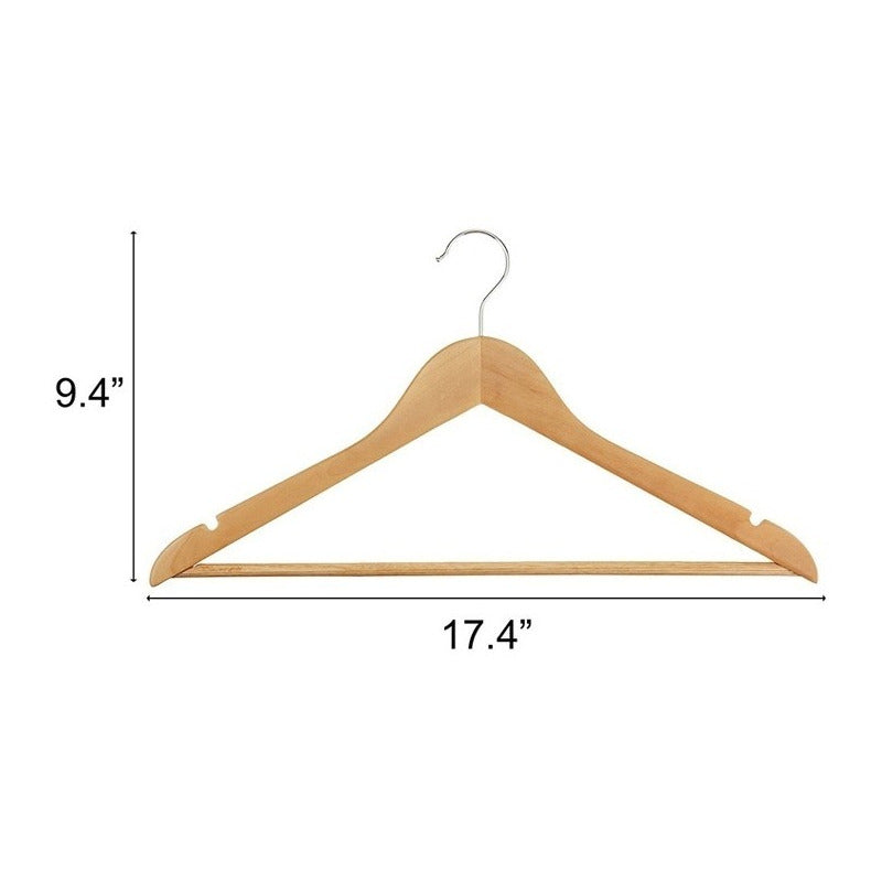 Percha Pack 30 Unid Madera Lustrada Elegante Diseño Colgador