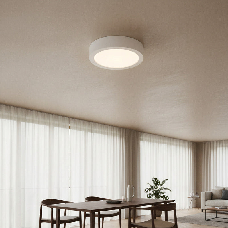 Plafon Redondo Con Base Circular 18w Luz Calida Pack 10u Blanco Cálido