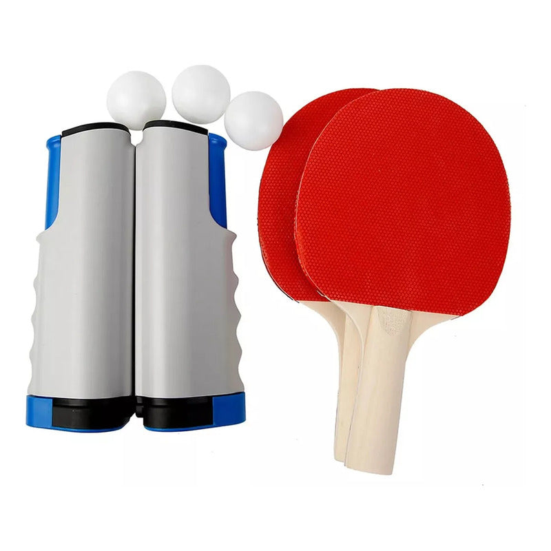 Set De Ping Pong 2 Paletas 1 Red 3 Pelotas Medida Ajustable
