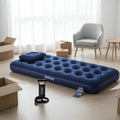 Colchon Inflable 1 Plaza Con Almohada E Inflador De Azul