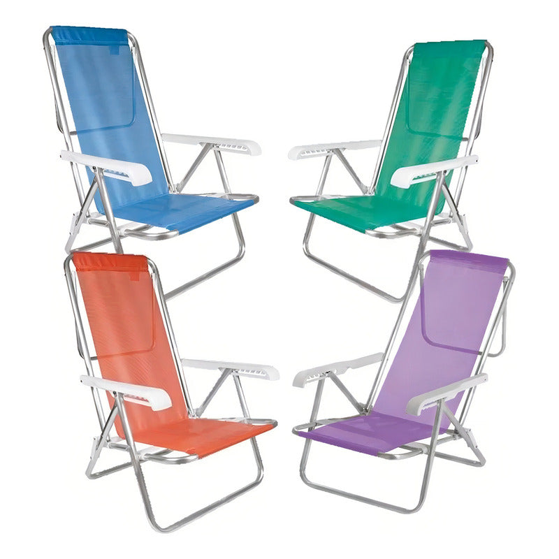 Reposera Silla Aluminio 8 Posiciones Exahome Playa Camping Azul Marino
