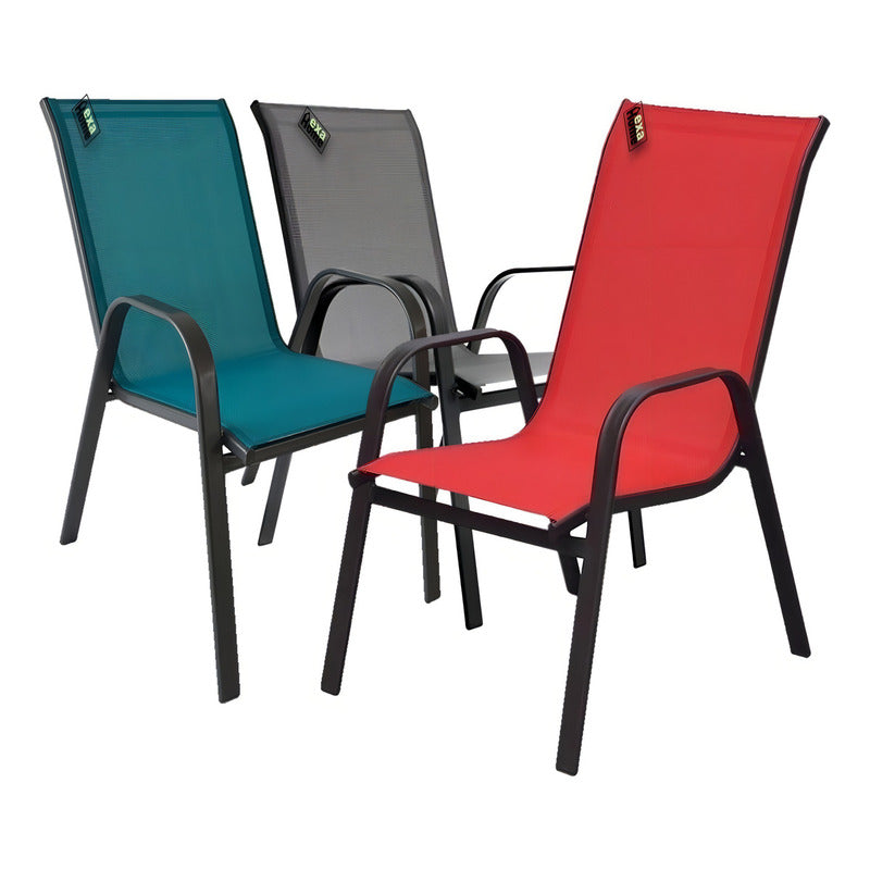 Silla Reposera Textileno Apilable Jardin Hogar Evento Countr Color Bordó