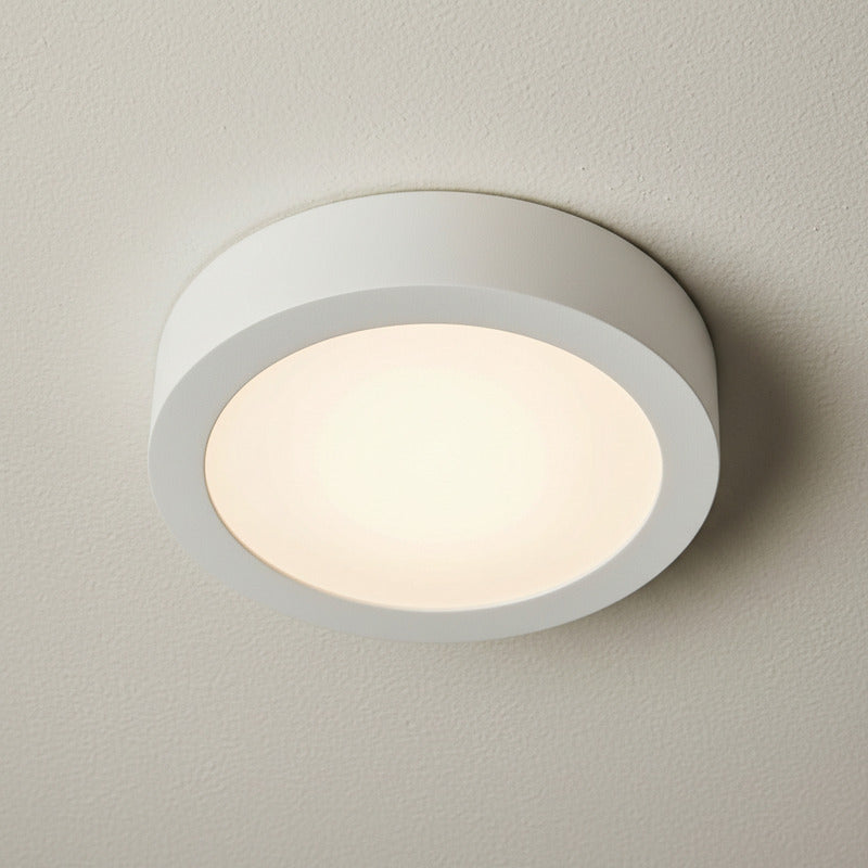 Plafon Redondo Con Base Circular 18w Luz Calida Pack 10u Blanco Cálido