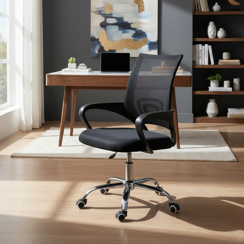 Silla De Escritorio Exahome Gas Gamer Ergonómica Negra Negro Malla