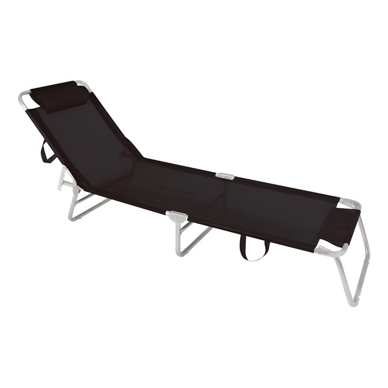 Reposera Cama Exahome 4 Posiciones Reclinable Aluminio Color Negro