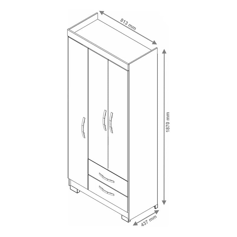 Placard Premium Ropero Exahome Multiuso 3 Puertas Exclusivo Blanco