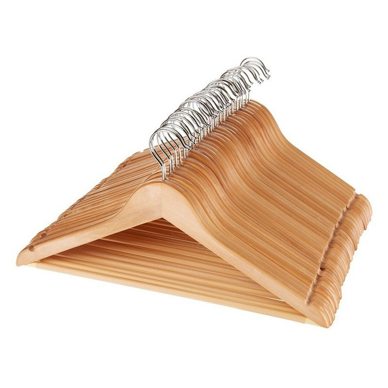 Percha Pack 30 Unid Madera Lustrada Elegante Diseño Colgador