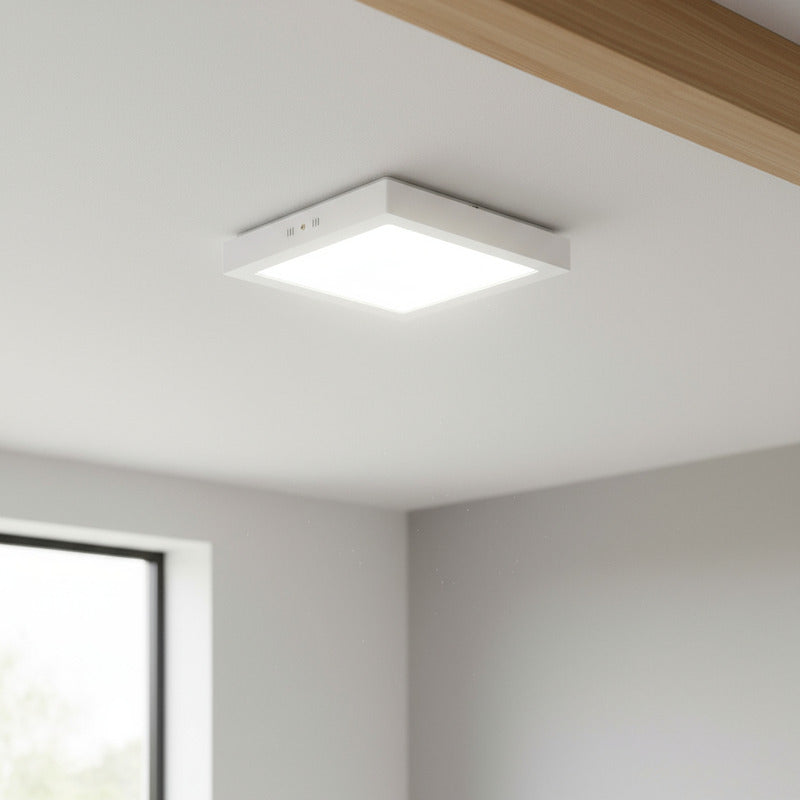 Plafon Con Base Cuadrado 12w Led Luz Fria Blanco Frío
