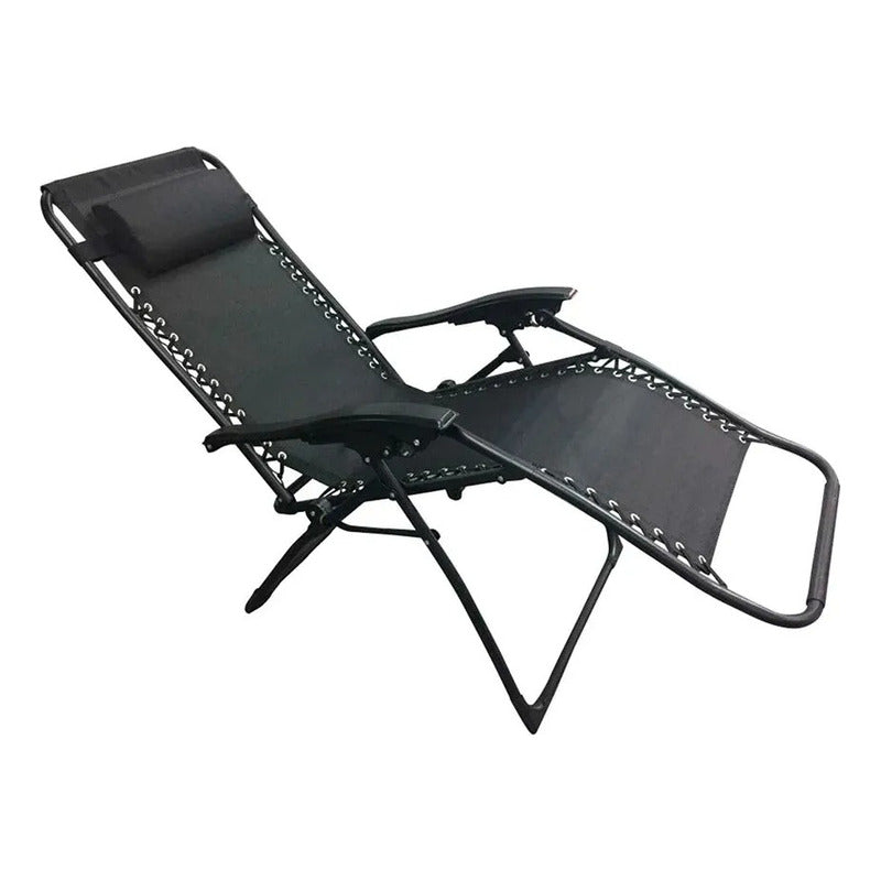 Reposera Gravedad Cero Premium Con Almohada Exahome Negro