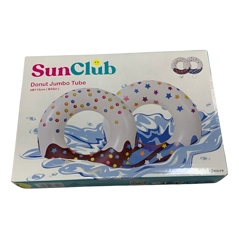 Colchoneta Sunclub Donut Jumbo Tube Inflable Piscina 115cm Blanco Chocolate Blanco Con Choclate