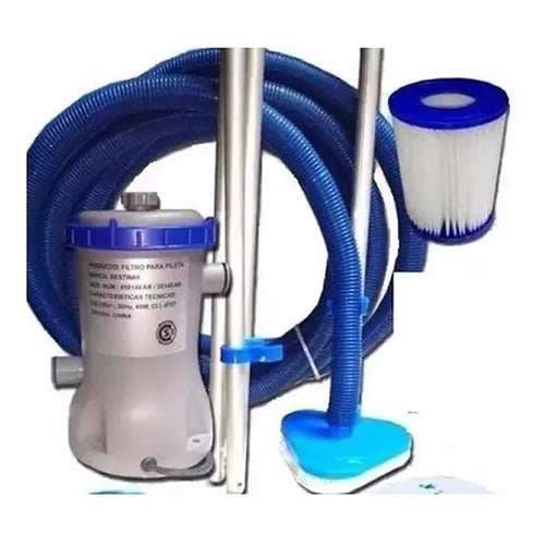 Bomba C/ Barrefondo Exahome Piletas De Lona Adaptador Filtro