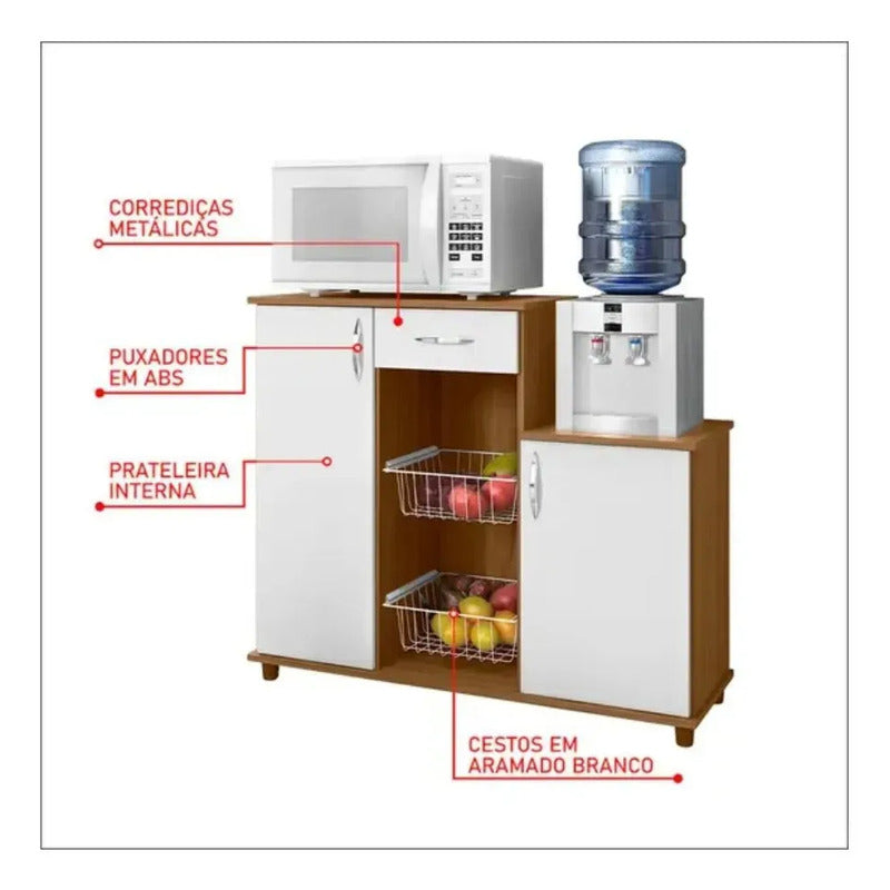 Mueble Frutero Organizador Exahome Porta Microondas Cocina Nogal