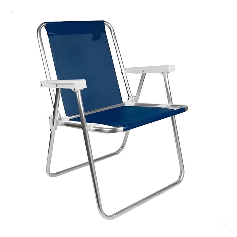 Reposera Silla Alta Exahome Aluminio Playa Camping Plegable Azul Ultra Liviana